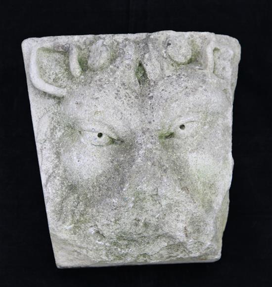 A shaped limestone keystone, 11in.